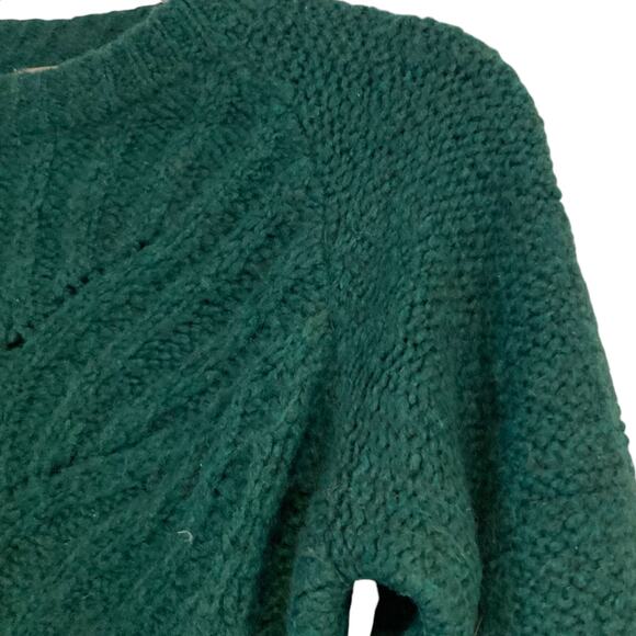 Mia Mai Green Open Knit Cable Knit Chunky Sweater Size Small Fall Academia - Picture 8 of 16